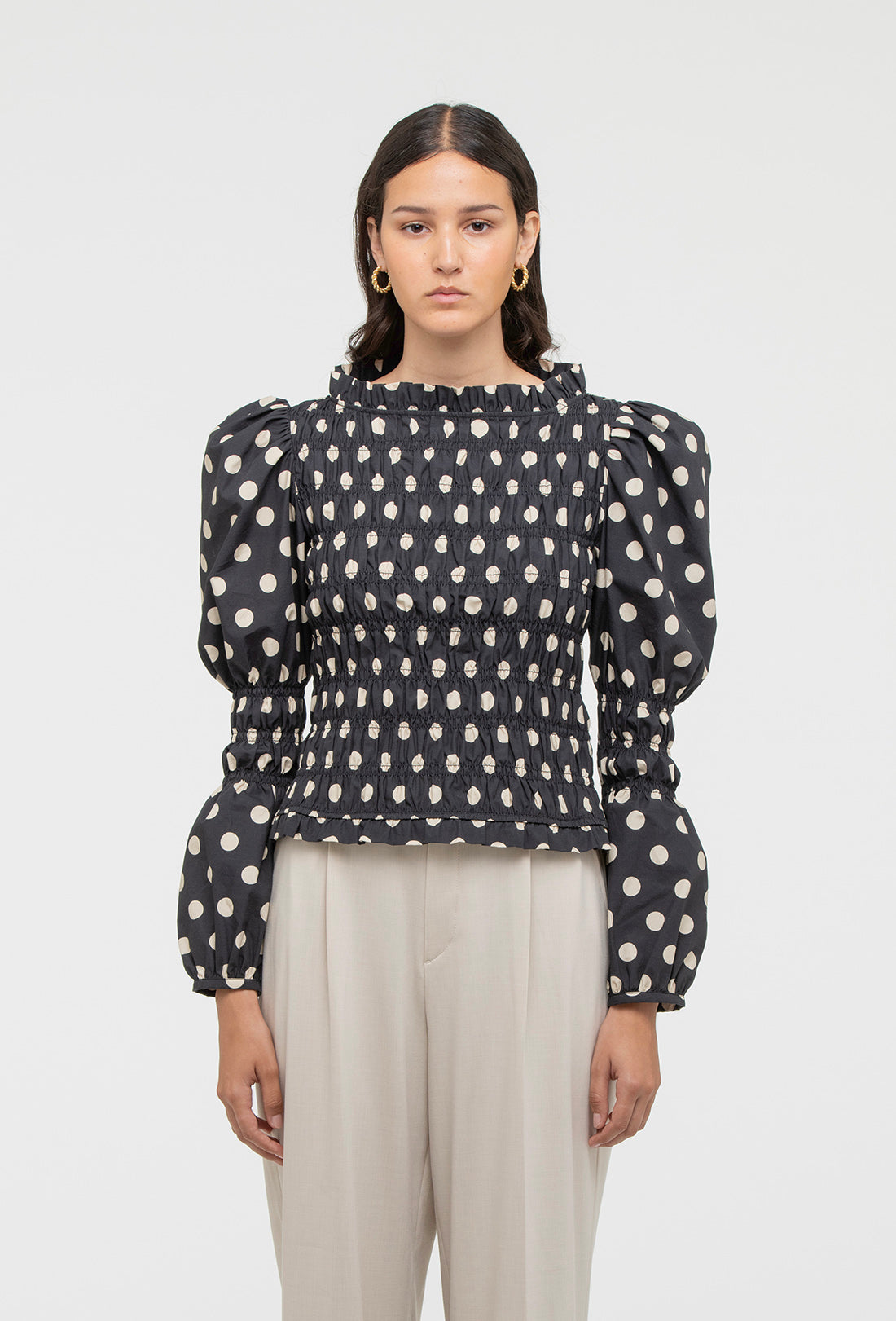 Antoon Blouse - Black/Ecru Spot