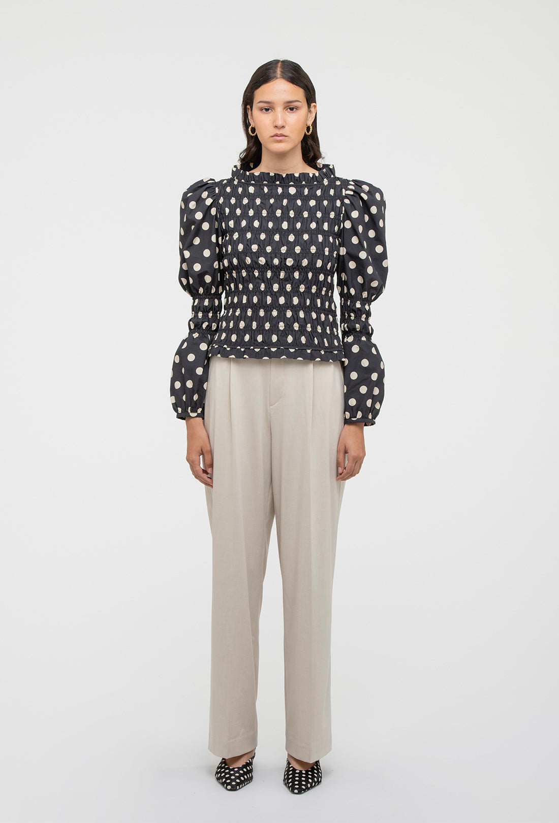 Antoon Blouse - Black/Ecru Spot