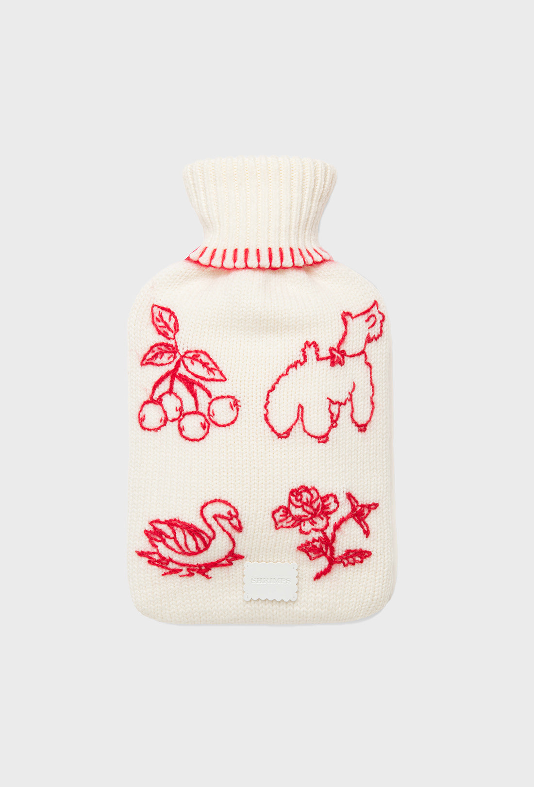 Babette Hot Water Bottle - Cream/Rose Red