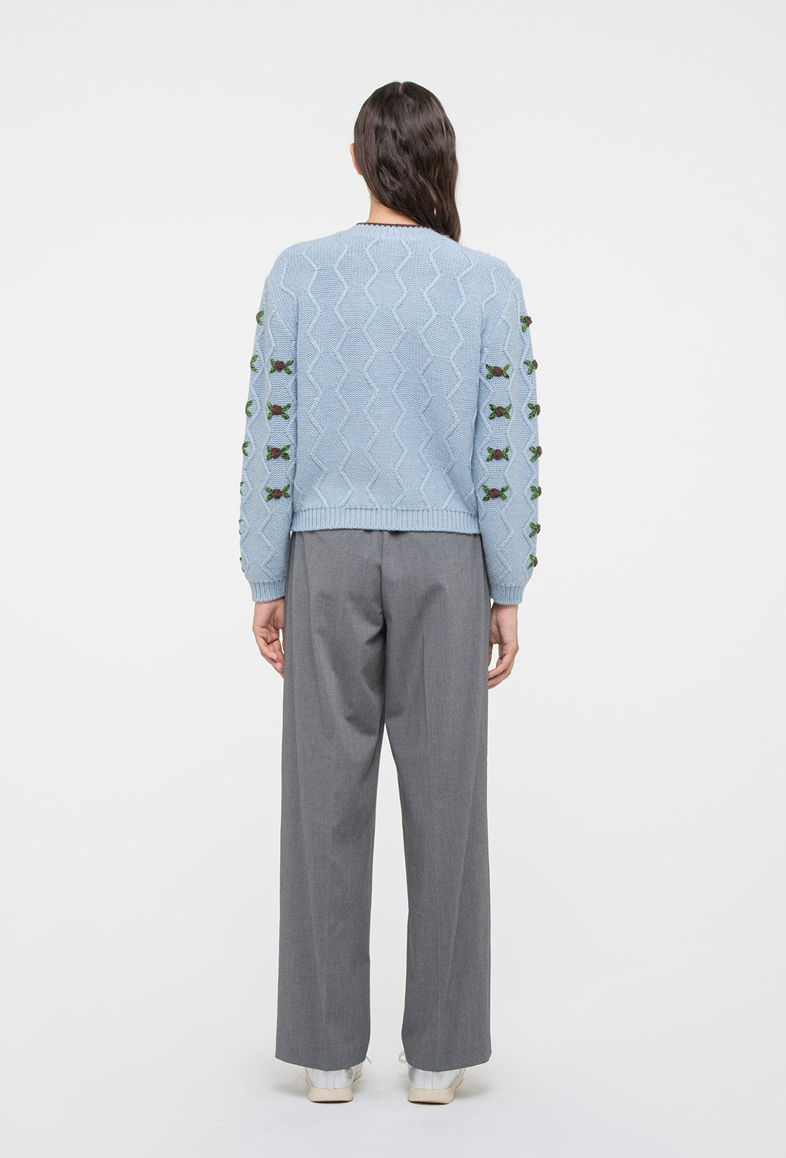 Bloom Cardigan - China Blue/Chocolate Brown