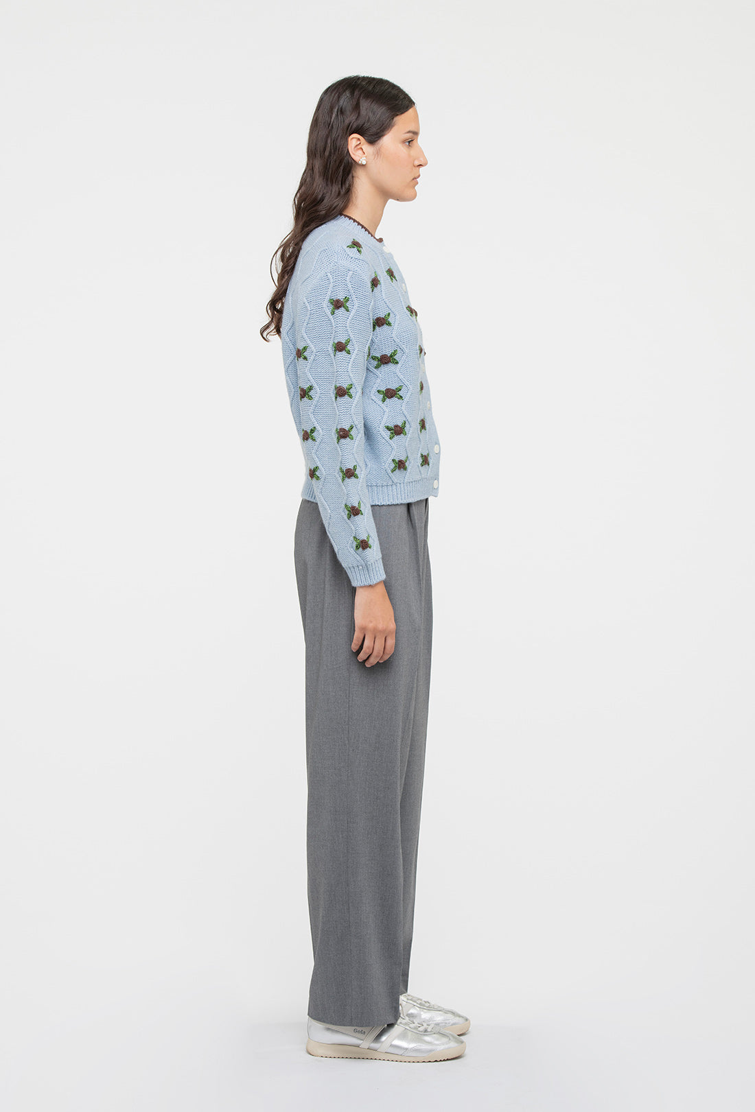 Bloom Cardigan - China Blue/Chocolate Brown