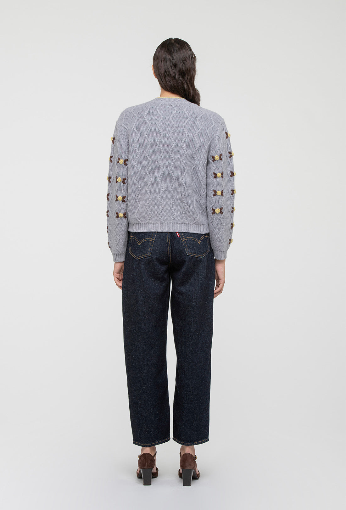 Bloom Cardigan - Pale Grey/Dusty Yellow