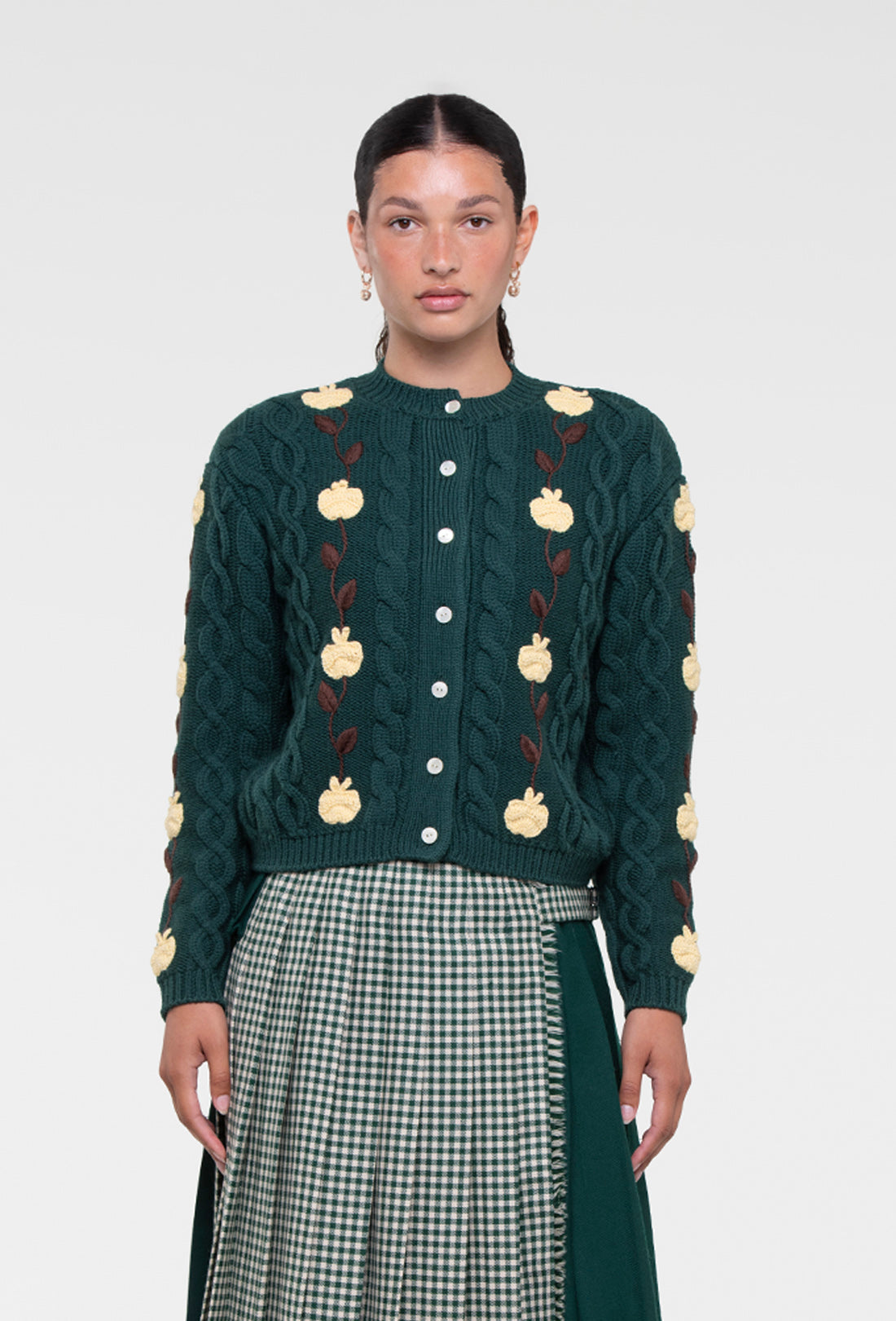 Braeburn Cardigan - Forest Green/Multi