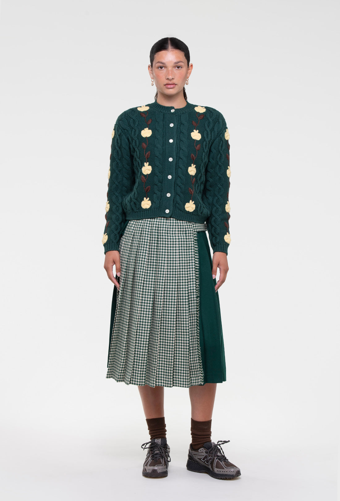 Braeburn Cardigan - Forest Green/Multi