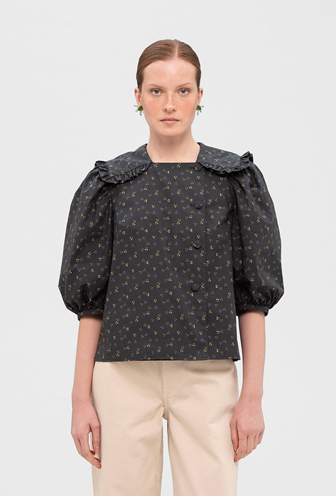 Brooke Blouse - Black Ditzy Floral