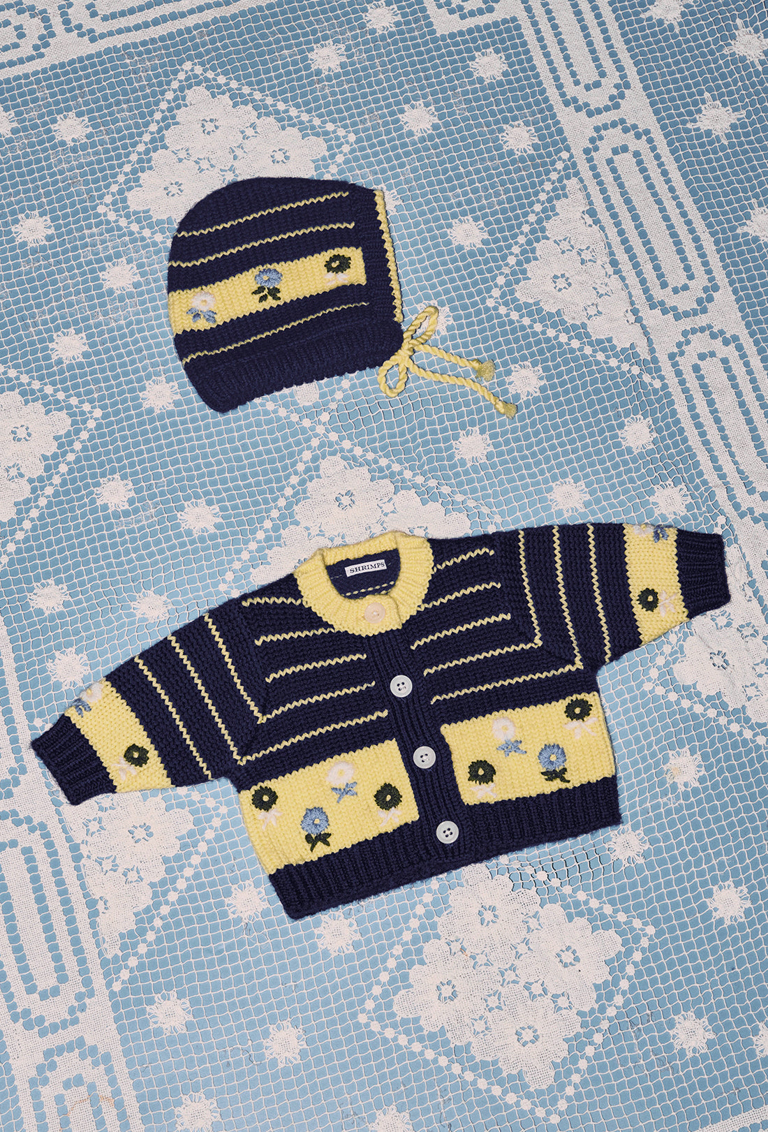 Delia Baby & Kids Cardigan Navy/Limelight Yellow | Shrimps Baby