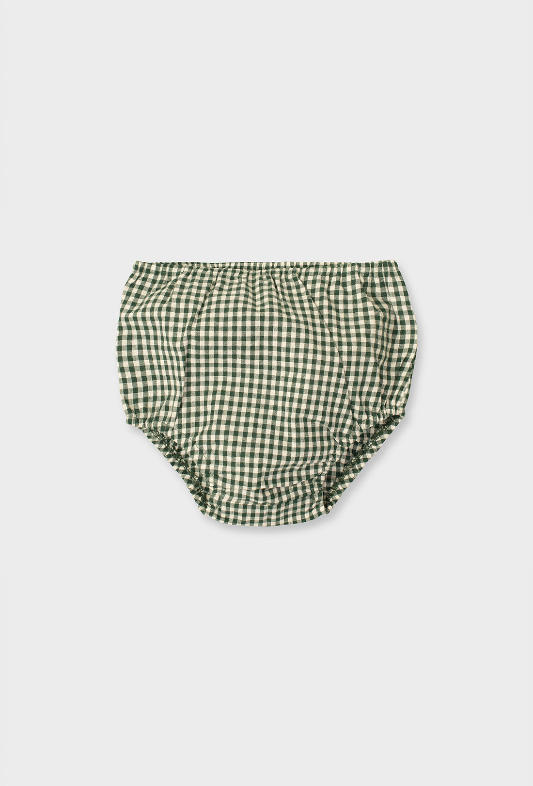 Shrimps baby & kids bloomers. Green gingham cotton baby bloomers. AW26.