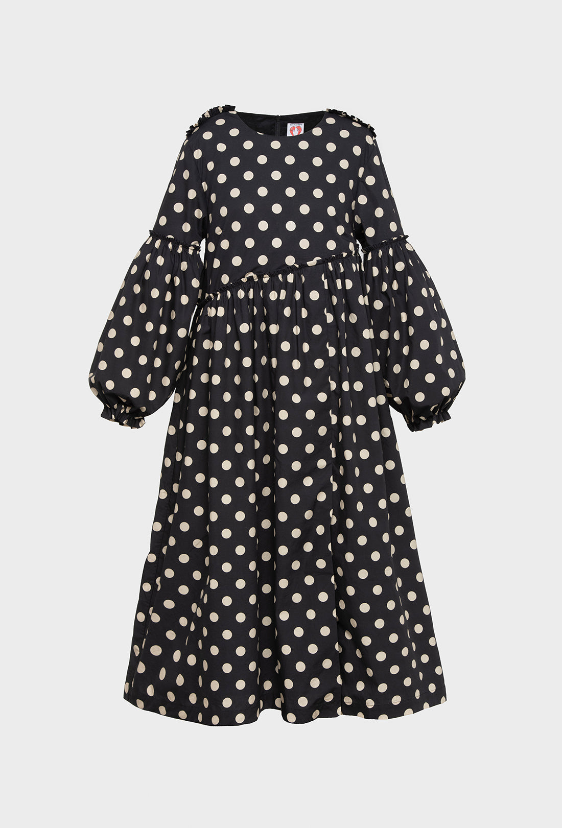 Fenella Dress - Black/Ecru Spot