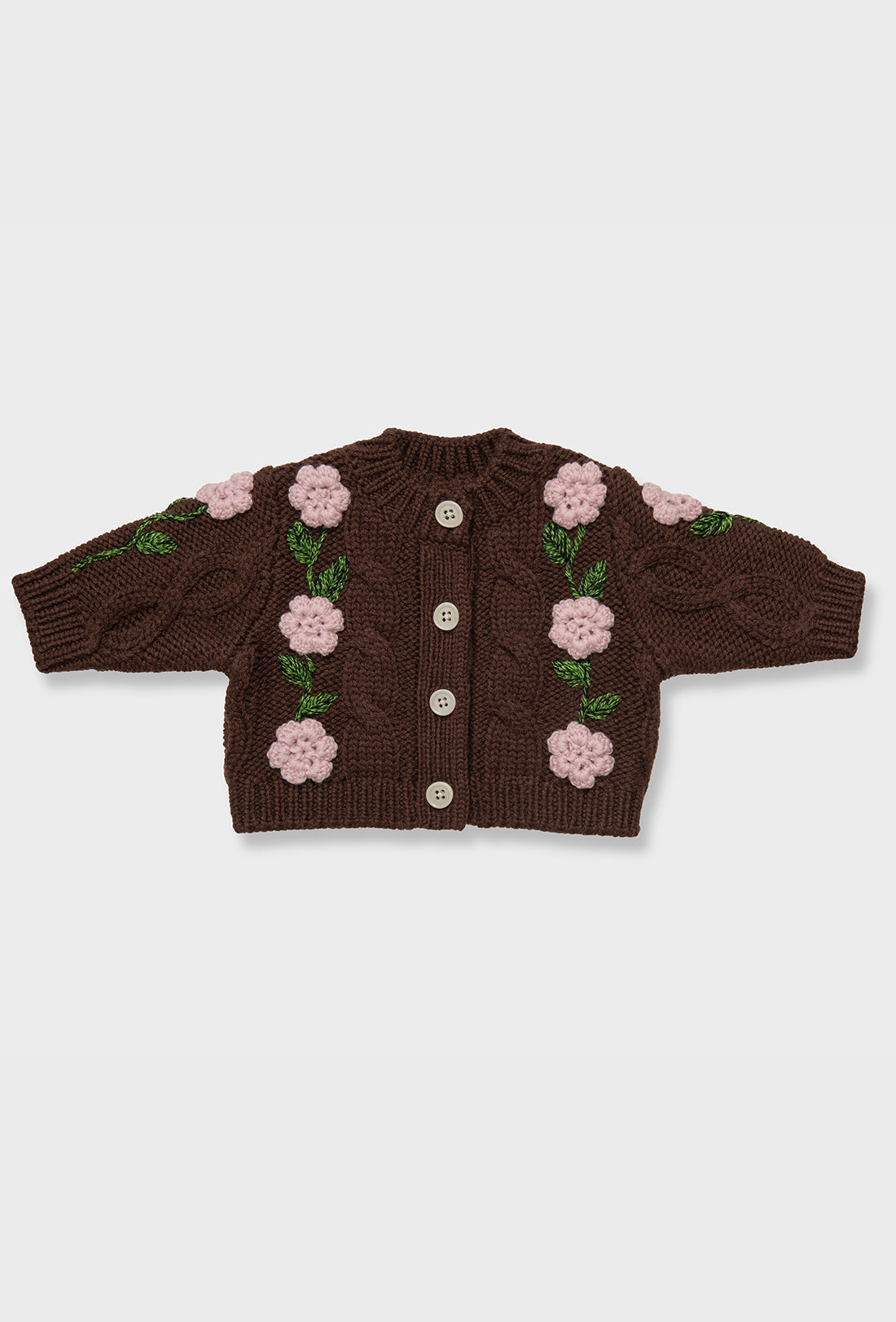 (Pre-order) Gretel Baby Kids Cardigan Chocolate Brown/Pale Pink