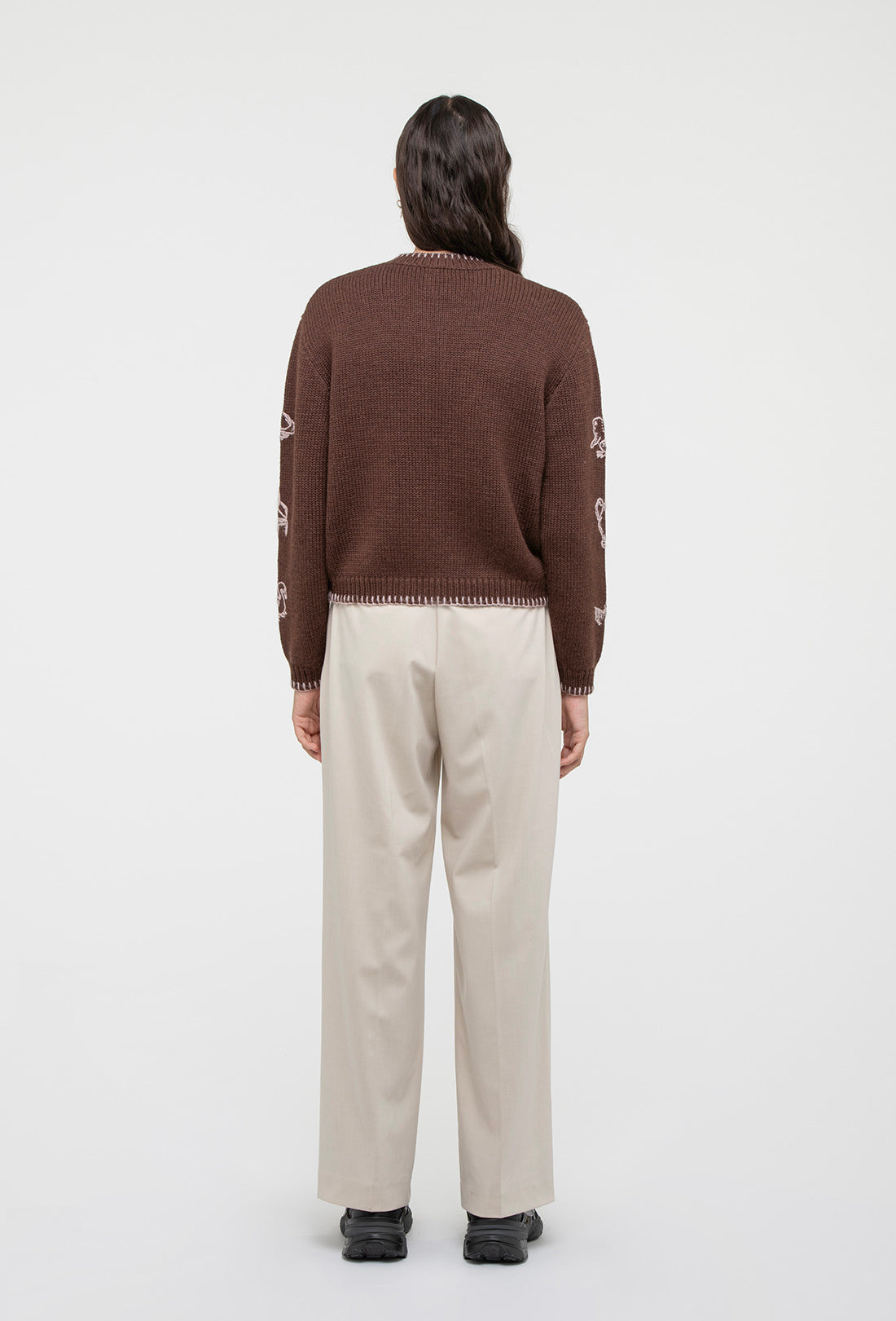 Hartley Cardigan - Chocolate Brown/Pale Pink