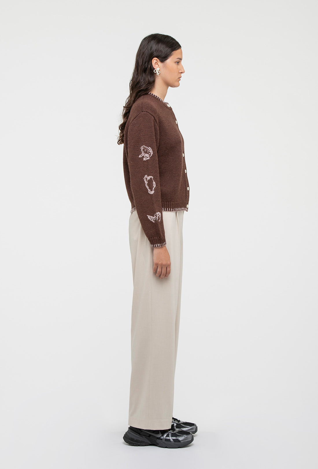 Hartley Cardigan - Chocolate Brown/Pale Pink