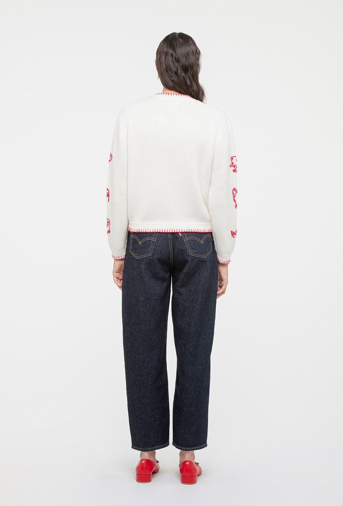 Hartley Cardigan - Cream/Rose Red