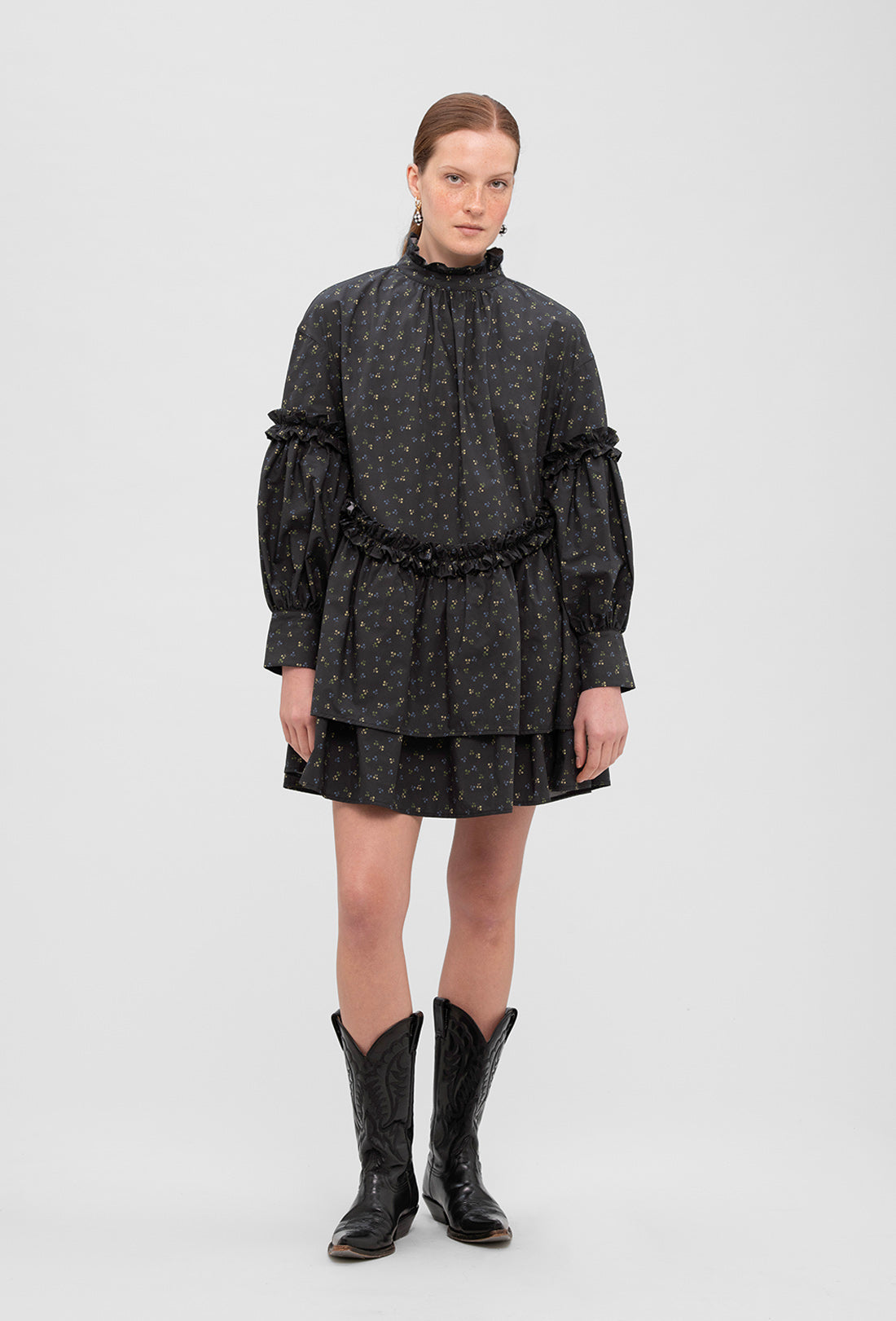 (Shipping mid-March) Irene Dress - Black Ditzy Floral