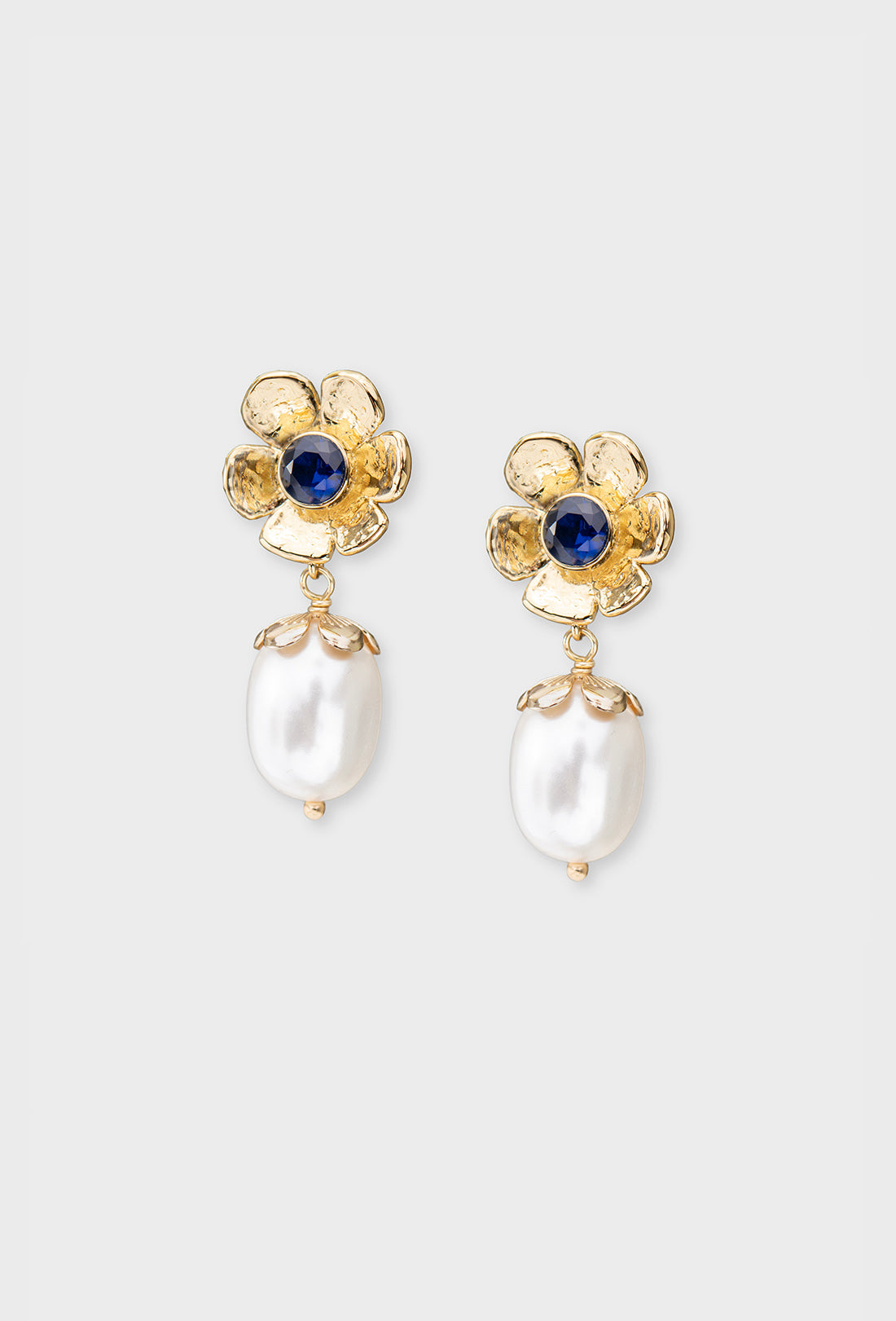 Maple Earrings - Gold/Blue/Pearl