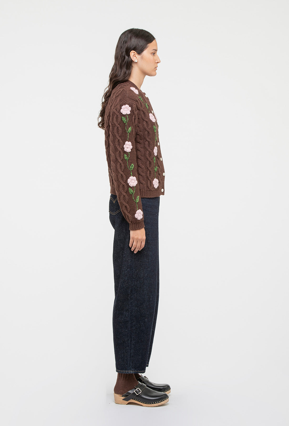 Minnie Cardigan - Chocolate Brown/Pale Pink