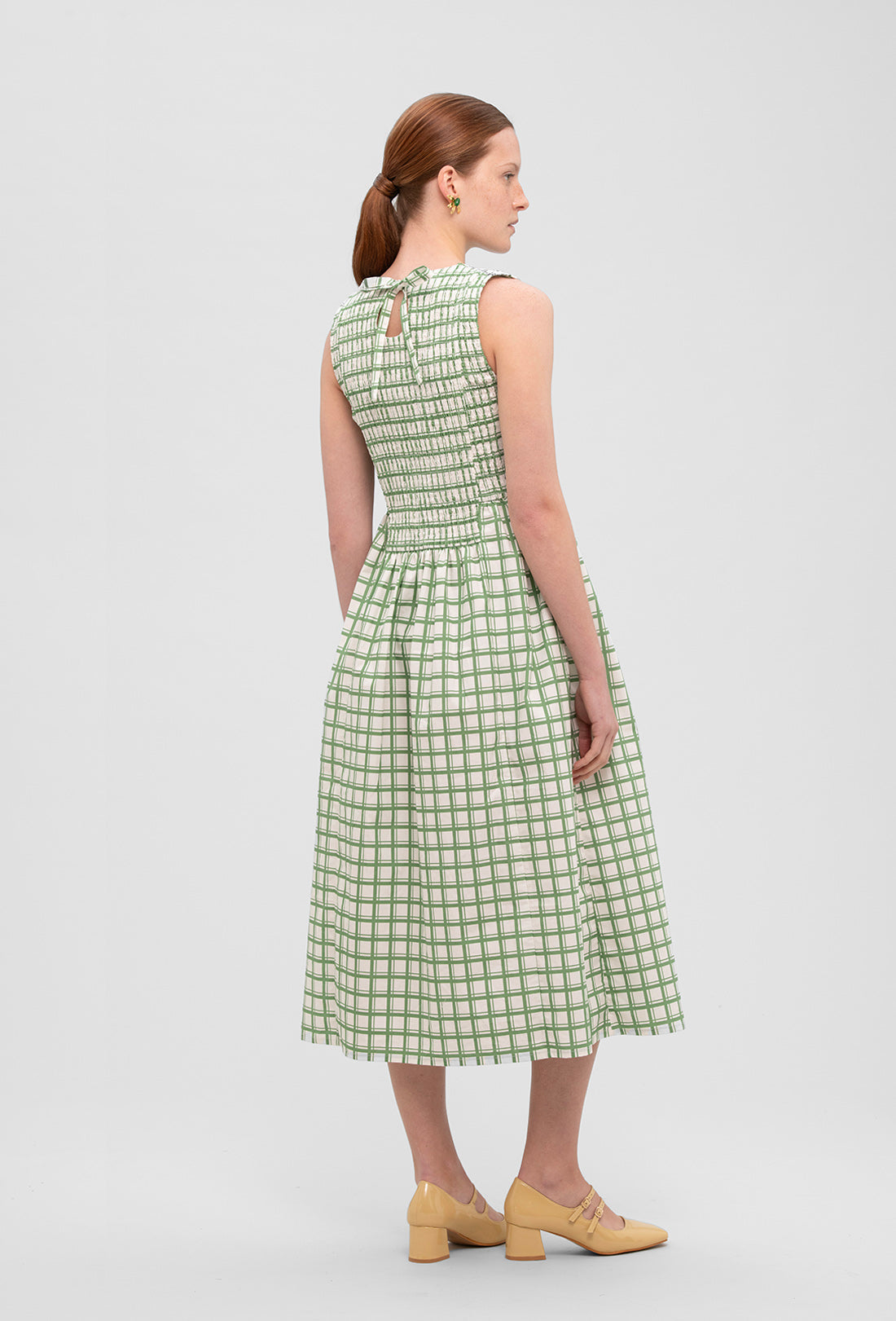 Rhea Dress - Leaf Green Check