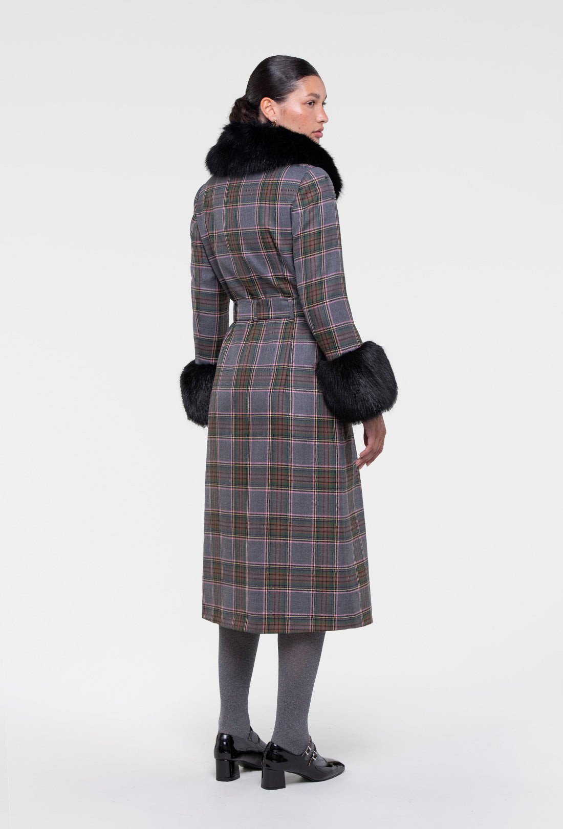 Scarlett Coat - Grey Tartan