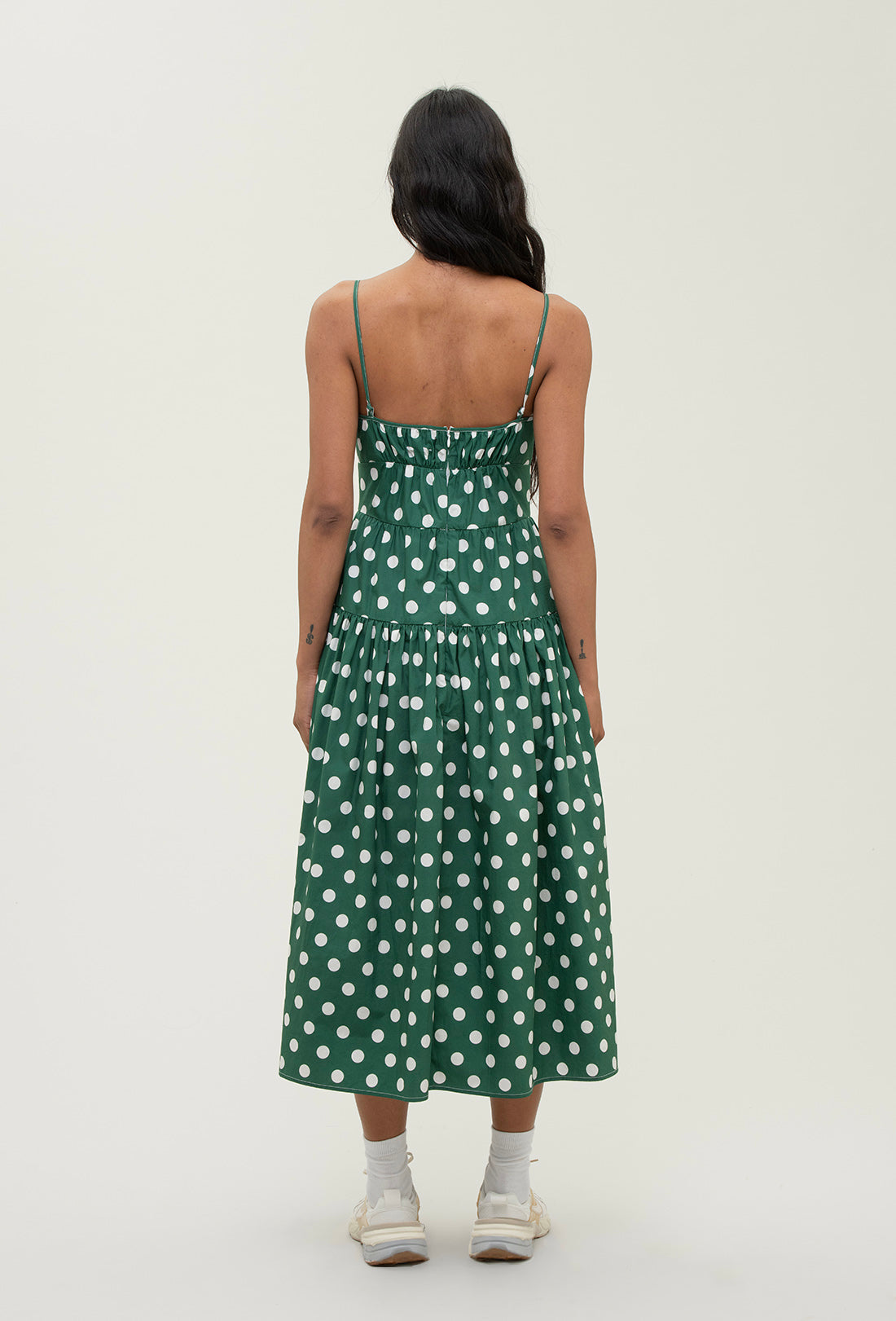 Solace Dress - Cream Spot/Green