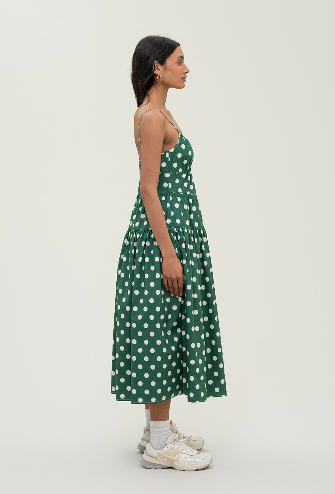 Solace Dress - Cream Spot/Green