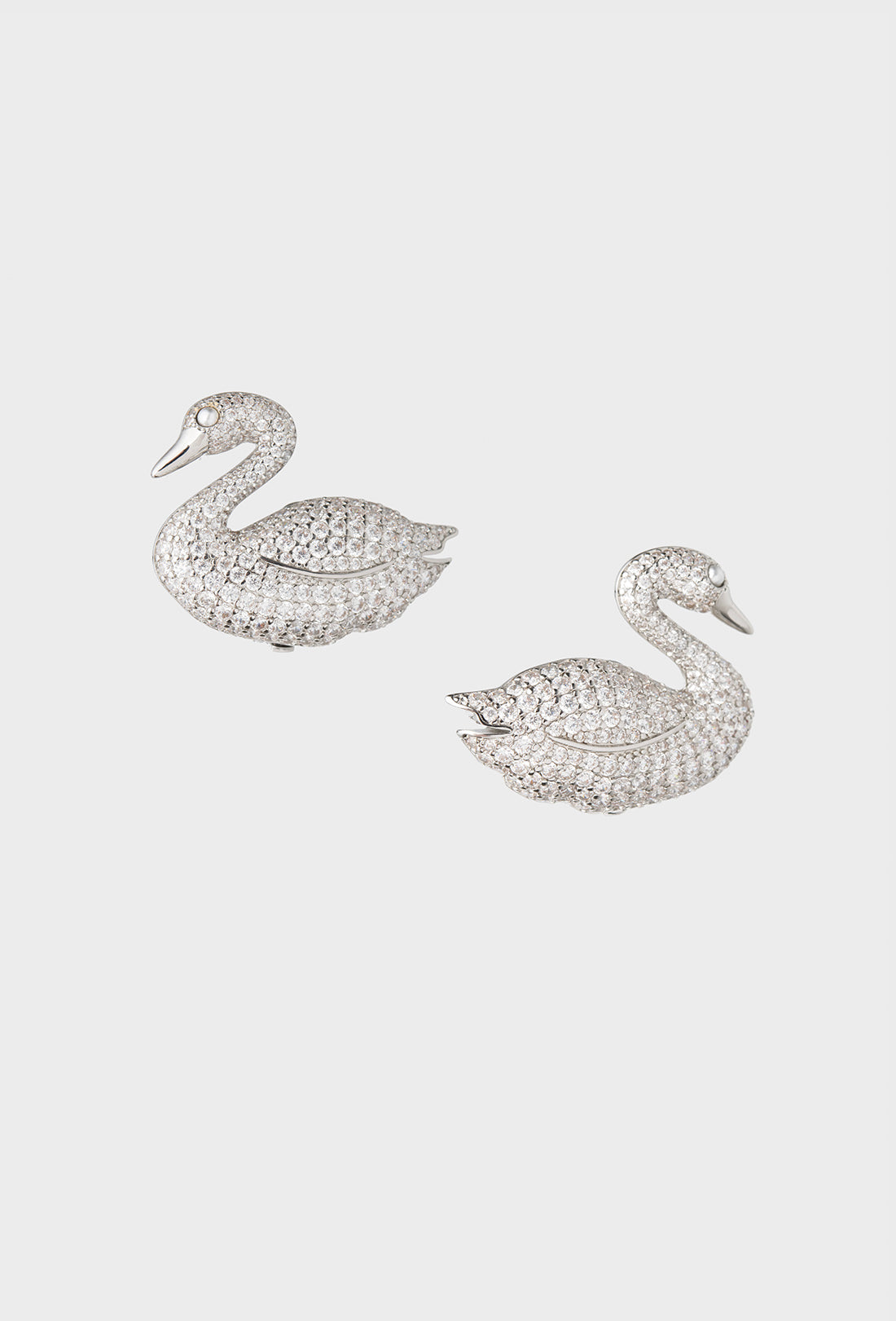 Swan Earrings - Silver