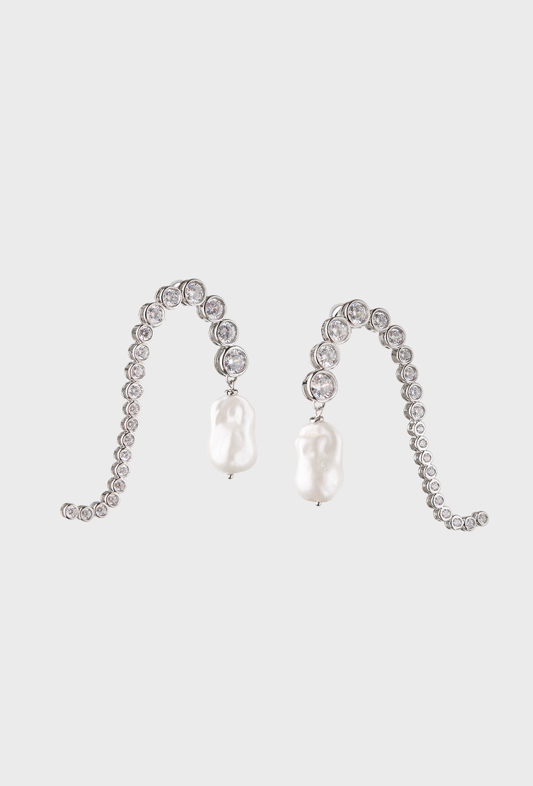 silver diamante cream pearl earrings