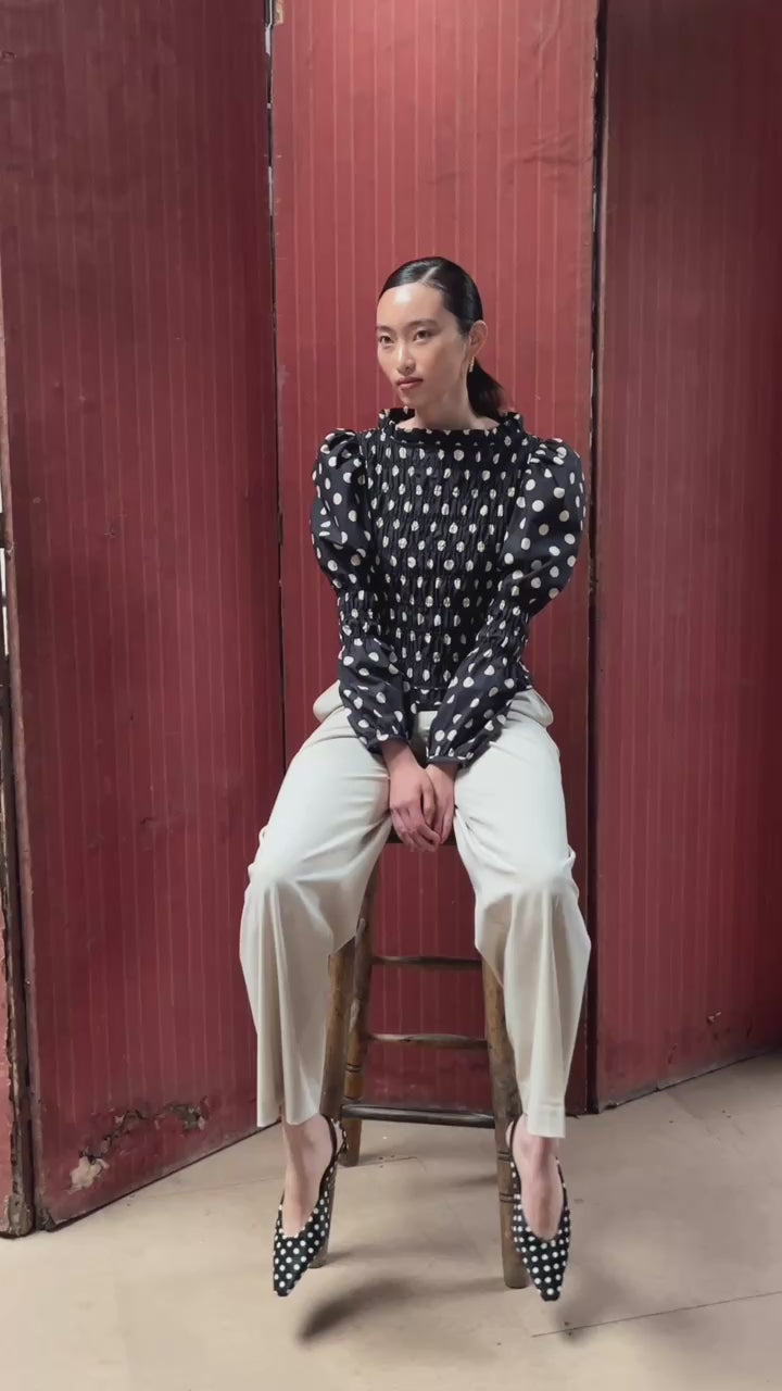 Antoon Blouse - Black/Ecru Spot