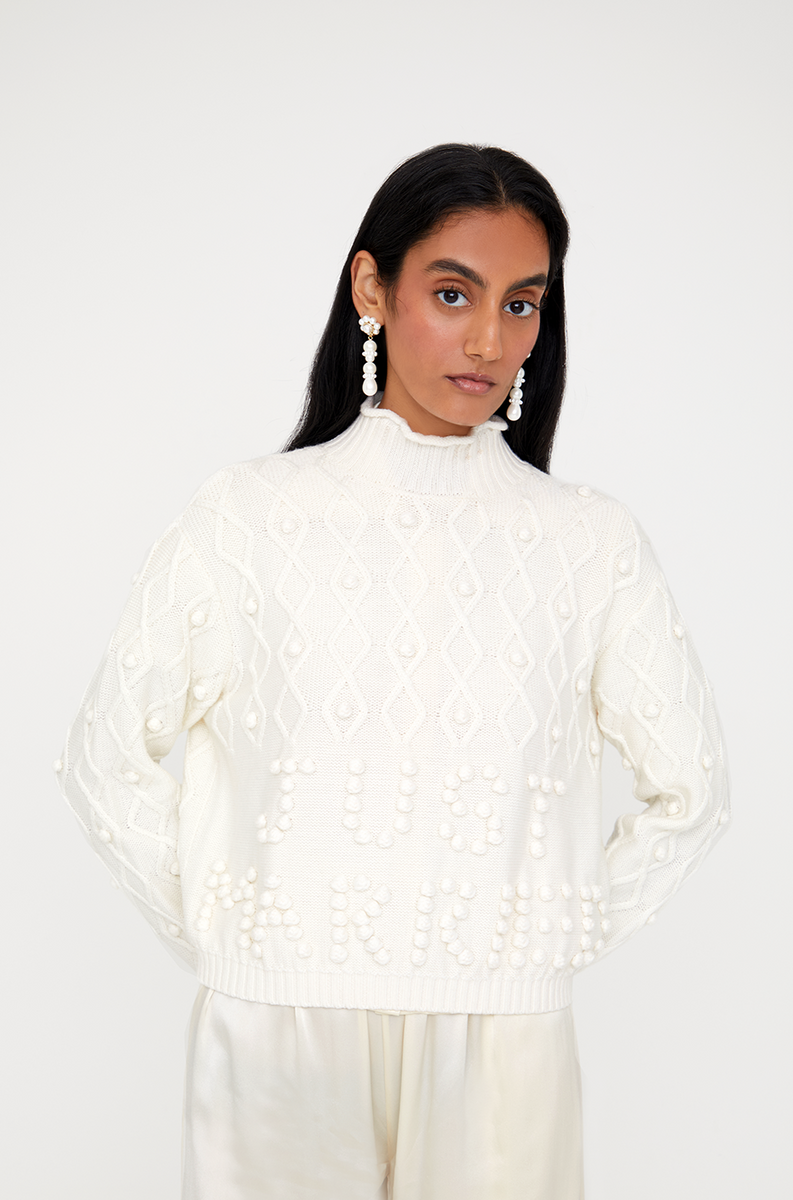 Shrimps Bridal Ryon Embroidered Merino Wool Jumper Cream shrimps