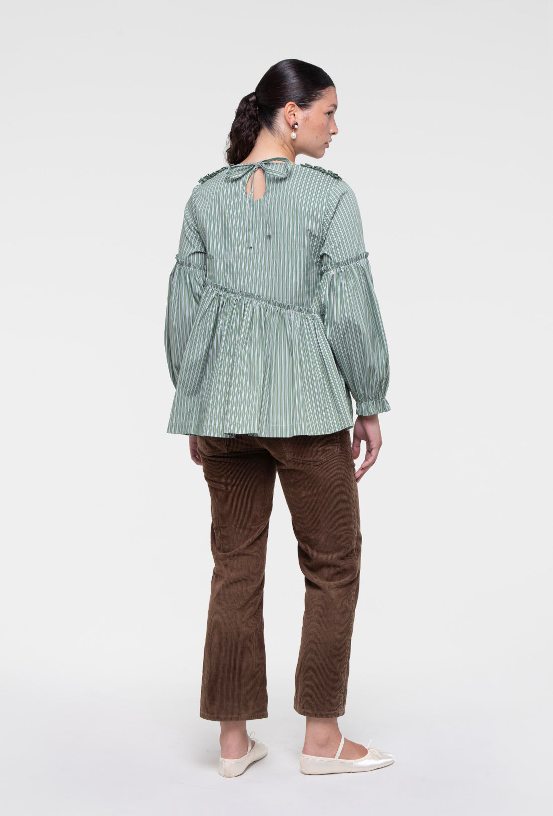 Anthea Blouse - Green Stripe