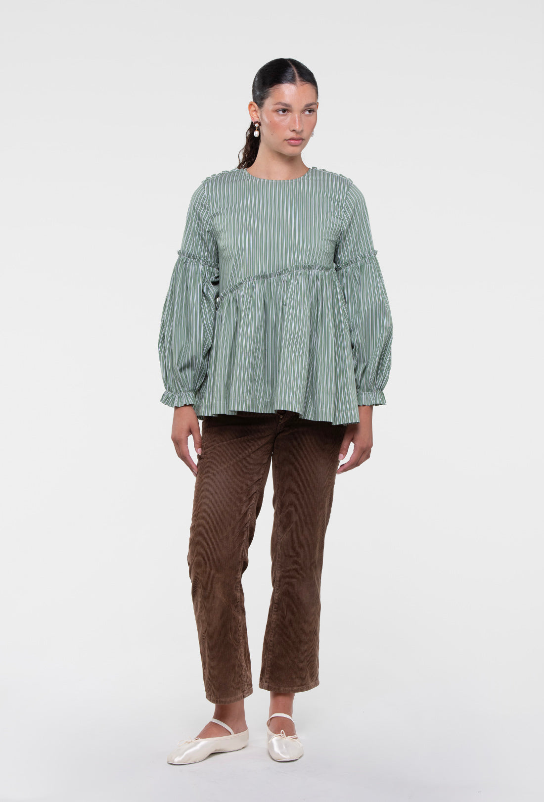 Anthea Blouse - Green Stripe
