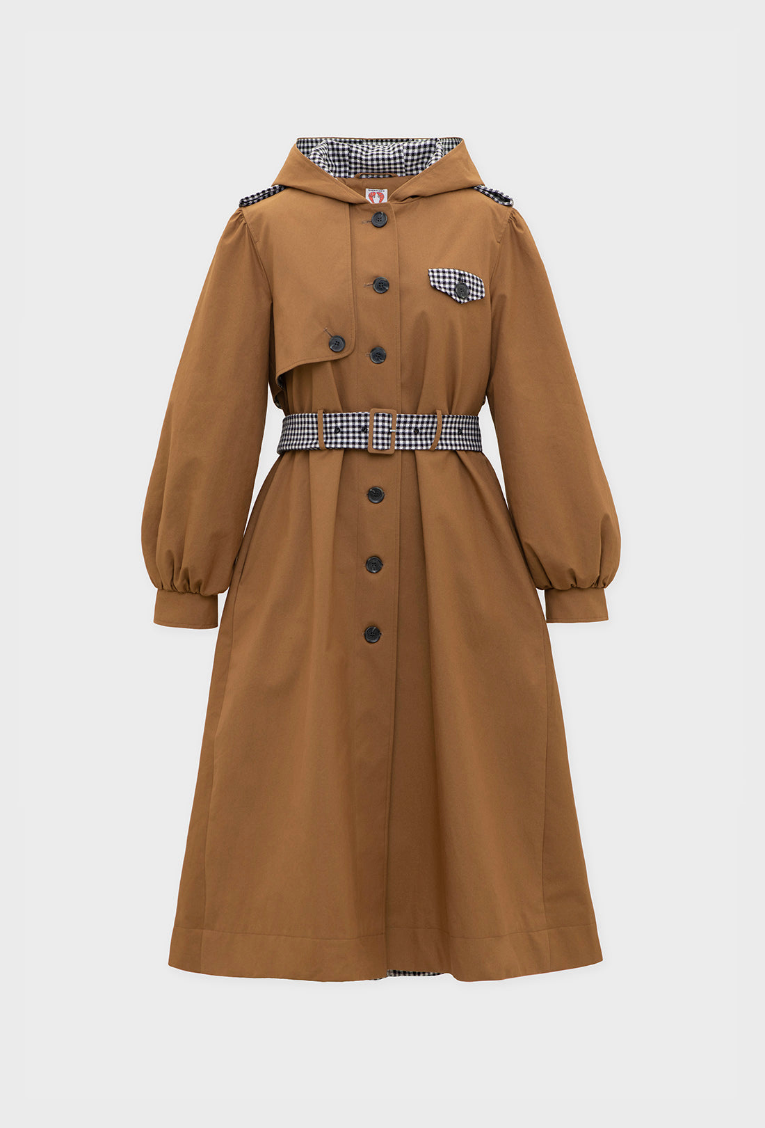 Aspen Trench Coat - Tan/Black Gingham