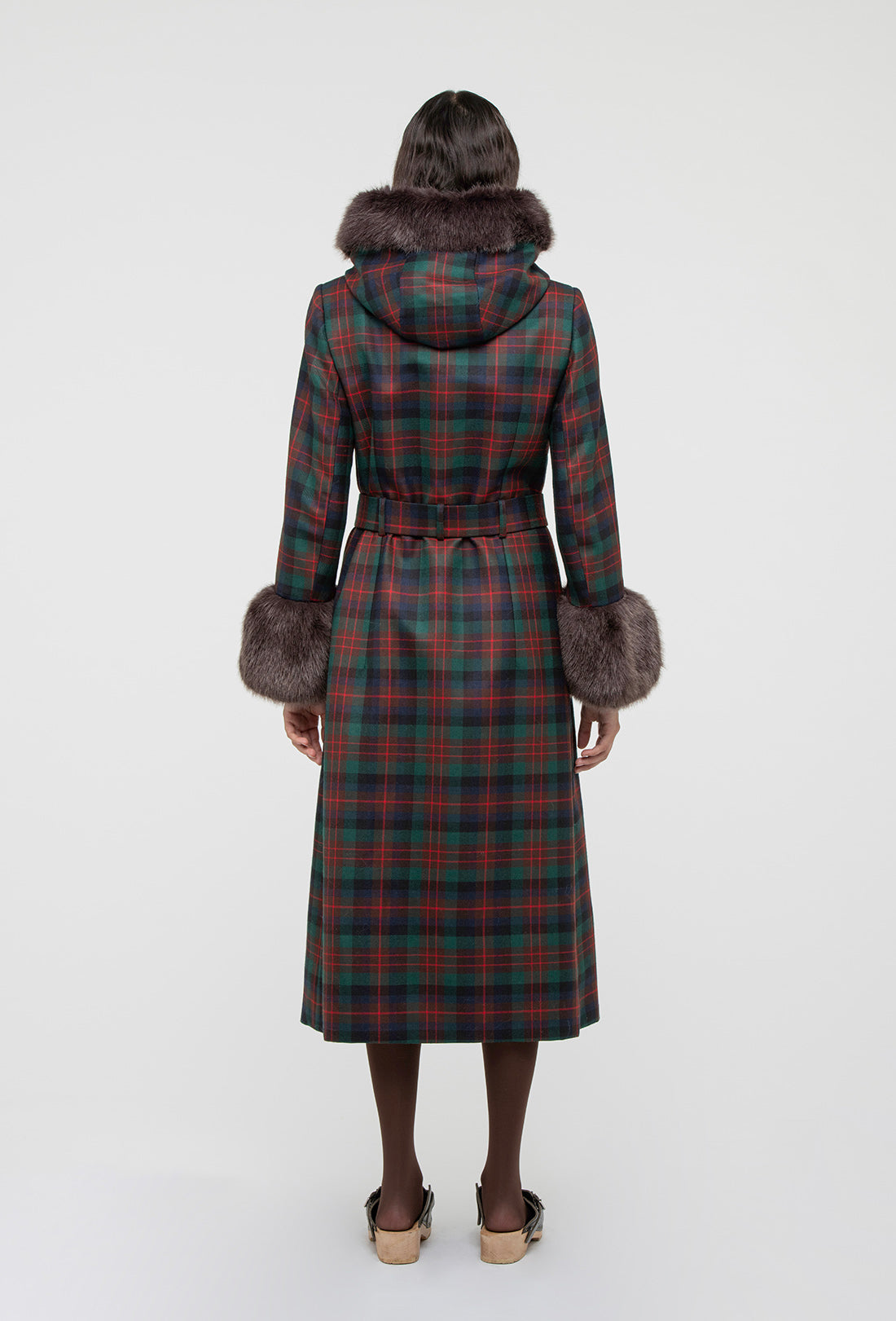 Athella Coat - Chocolate Brown/Red Tartan