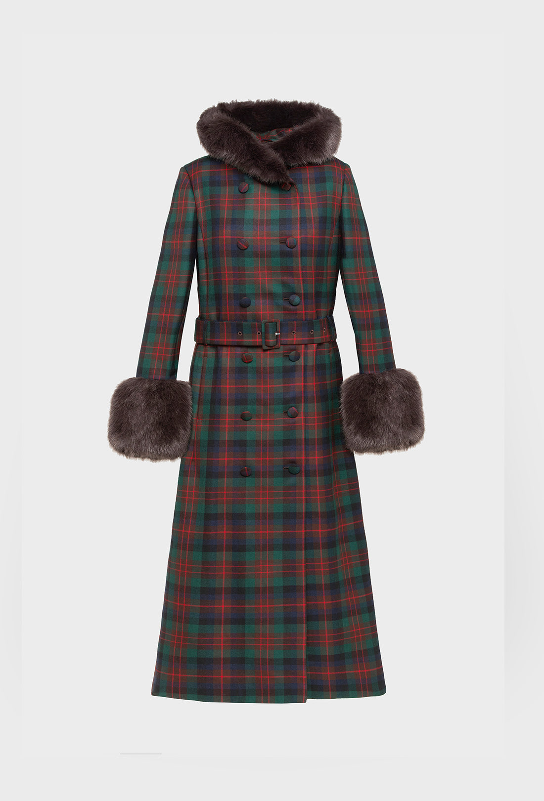 Athella Coat - Chocolate Brown/Red Tartan