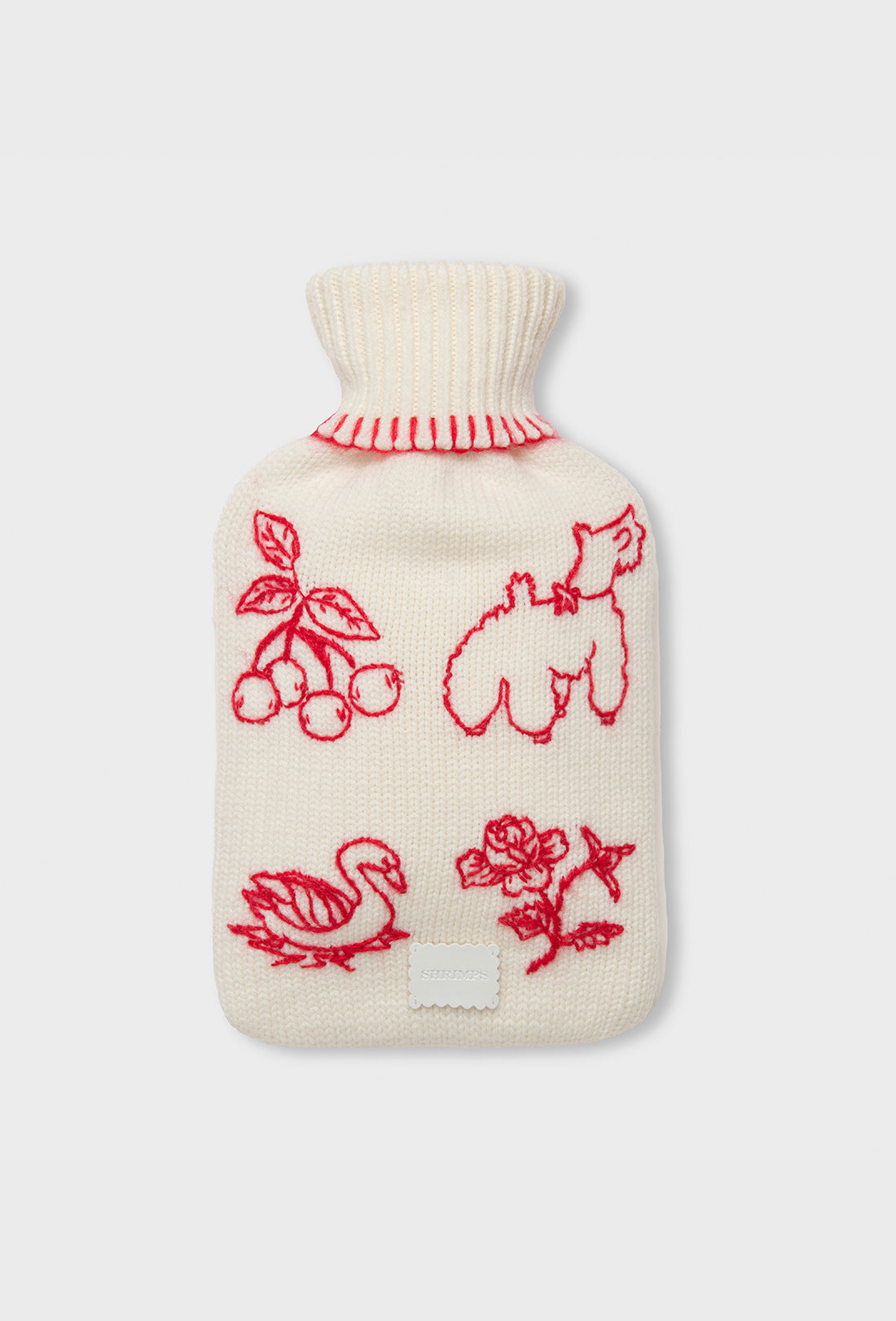 Babette Hot Water Bottle - Cream/Rose Red