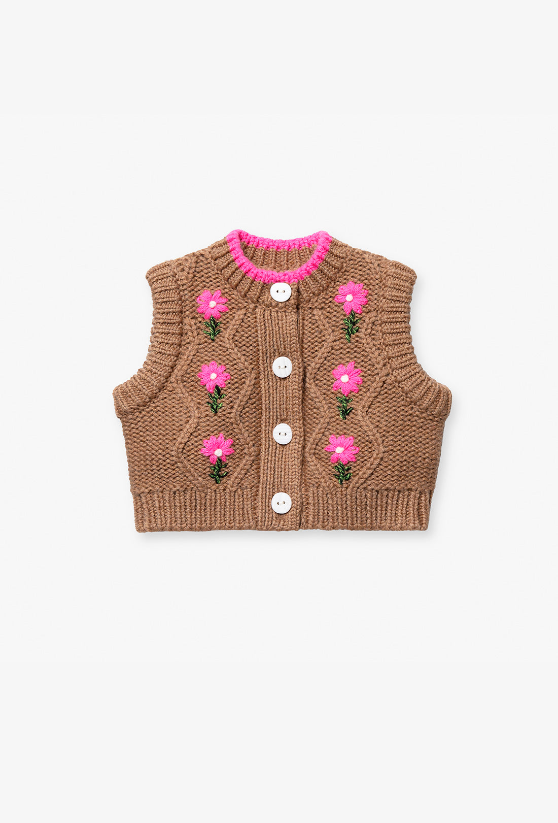 Beata Baby &amp; Kids Vest - Tan/Hot Pink