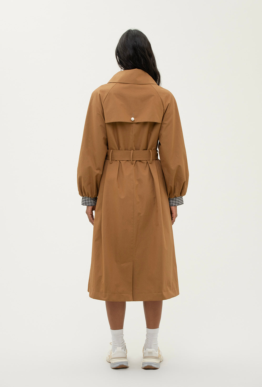 Birch Trench Coat - Tan/Black Gingham