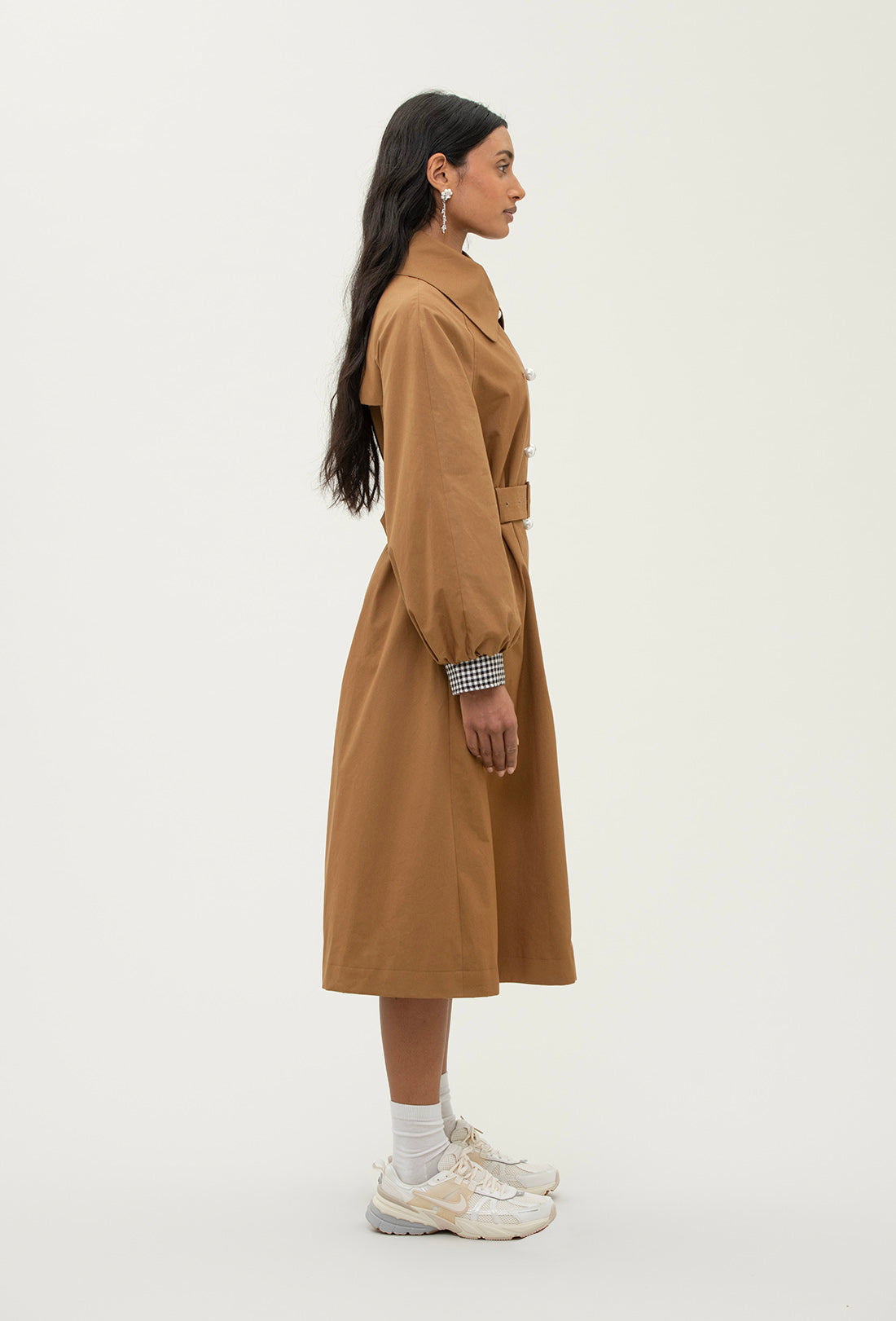 Birch Trench Coat - Tan/Black Gingham