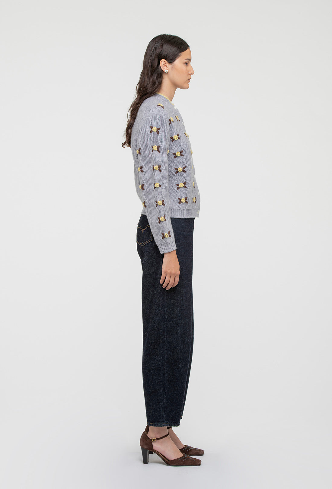 Bloom Cardigan - Pale Grey/Dusty Yellow