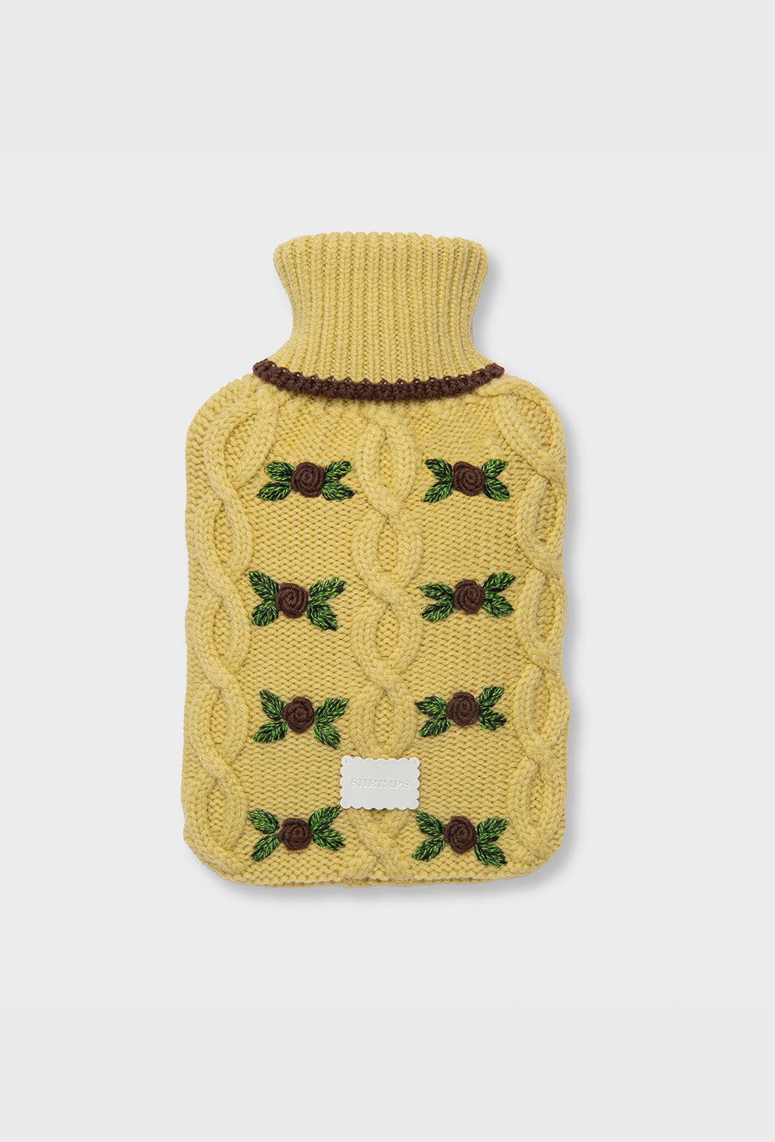 Cecile Hot Water Bottle - Dusty Yellow/Chocolate Brown