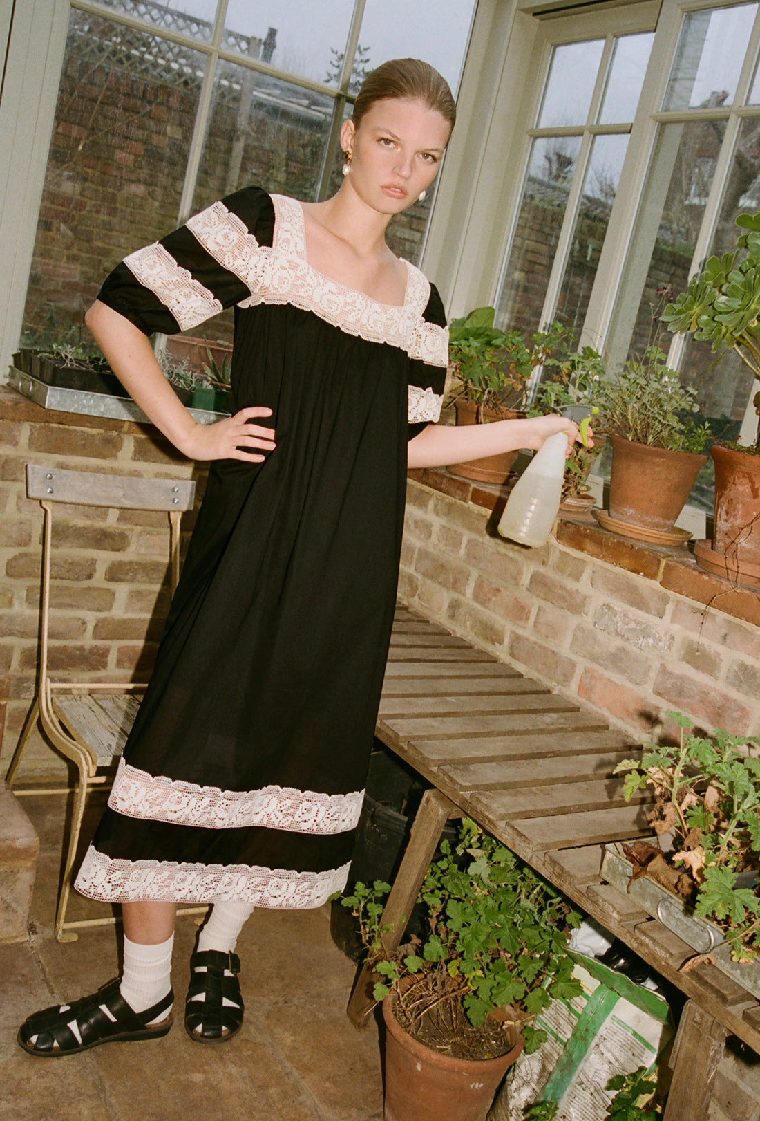 Cherry Dress - Black/Cream