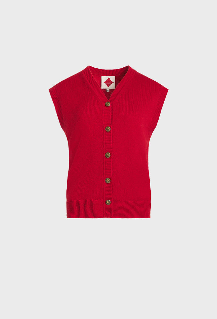 Shrimps x Reformation Clover Cashmere Vest - Sundried Tomato