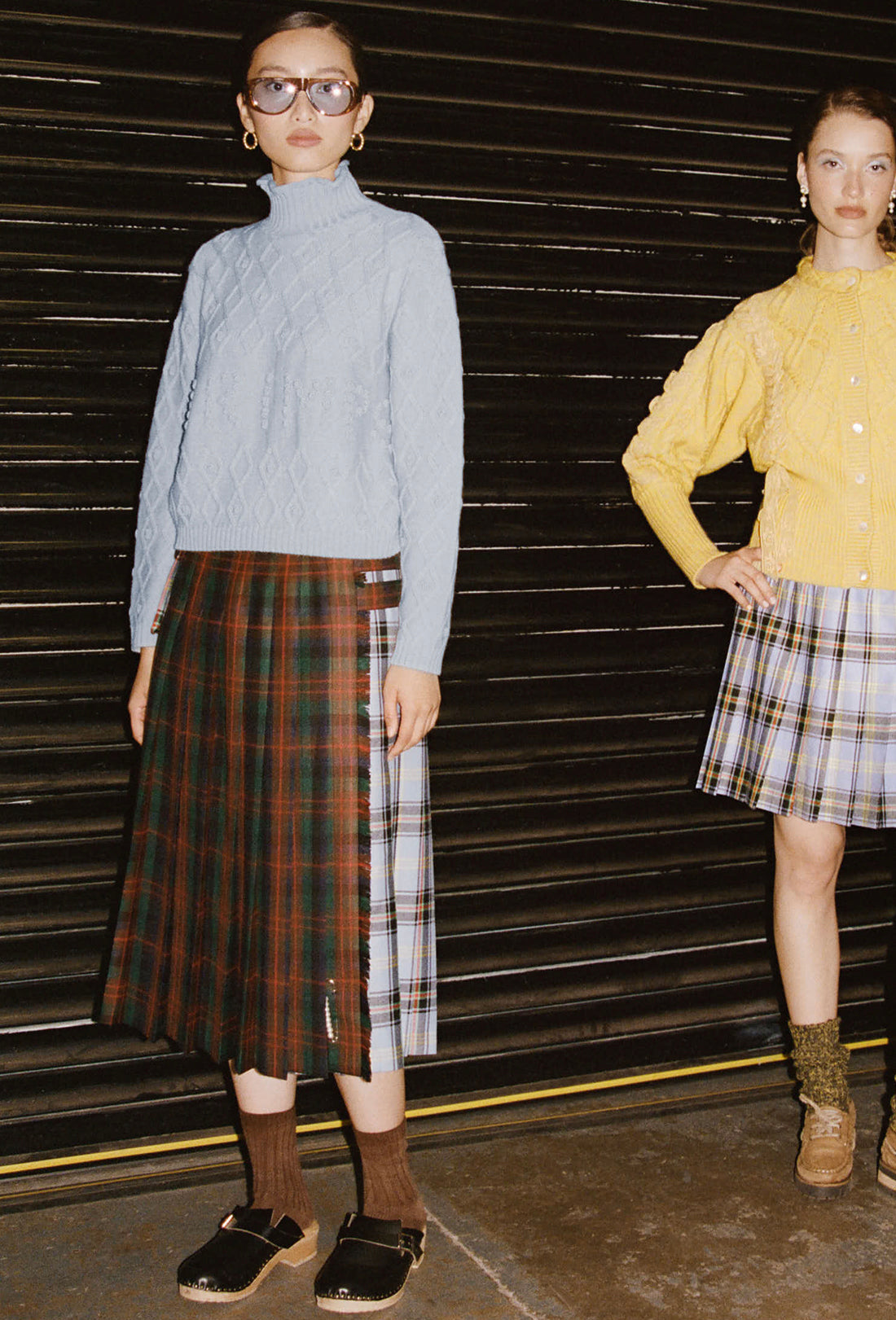 Anya Skirt - Blue/Brown Tartan