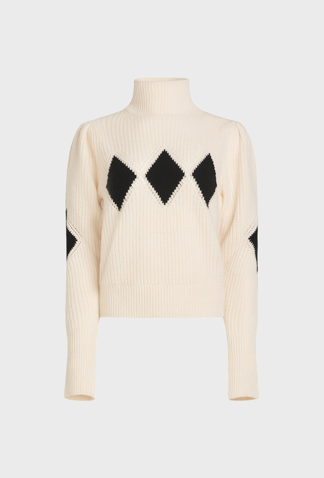 Shrimps x Reformation Diamond Cashmere Turtleneck - Cream/Black