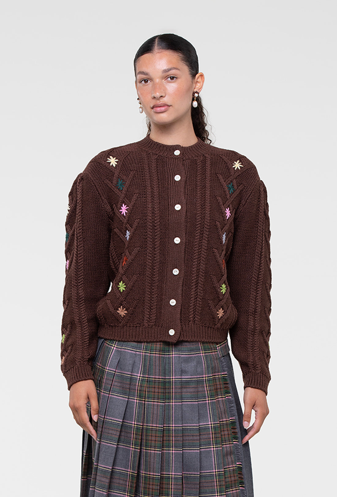 Erwin Cardigan - Chocolate Brown/Multi