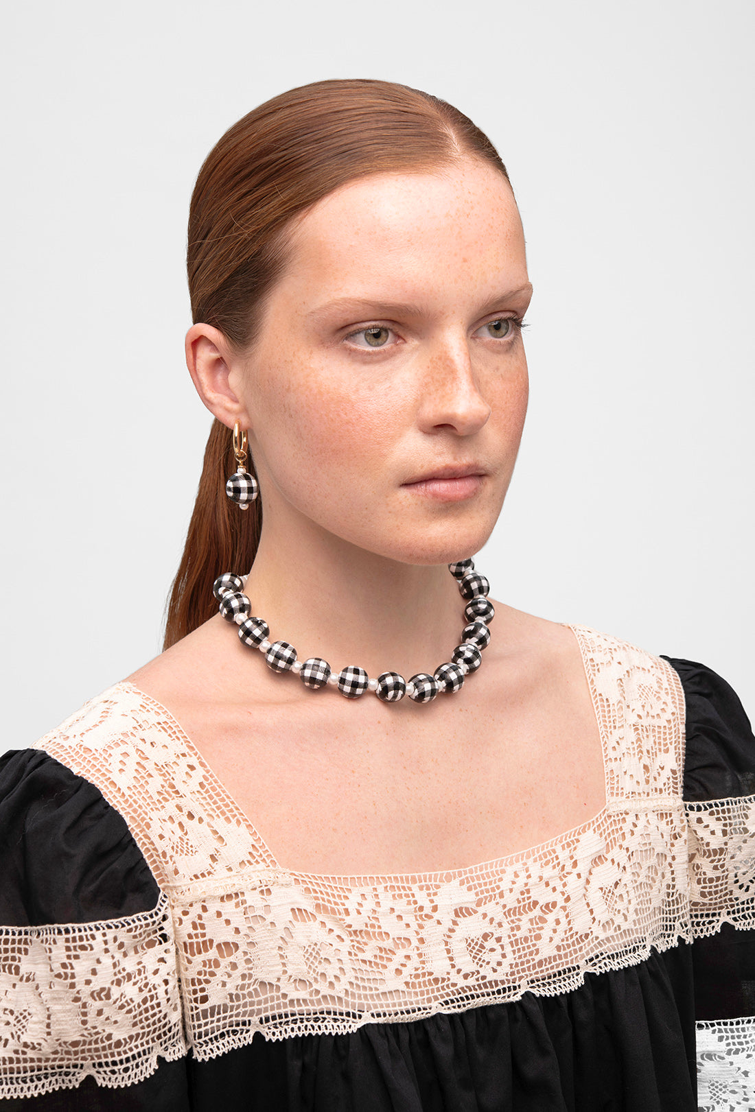 Gaia Necklace - Black Gingham