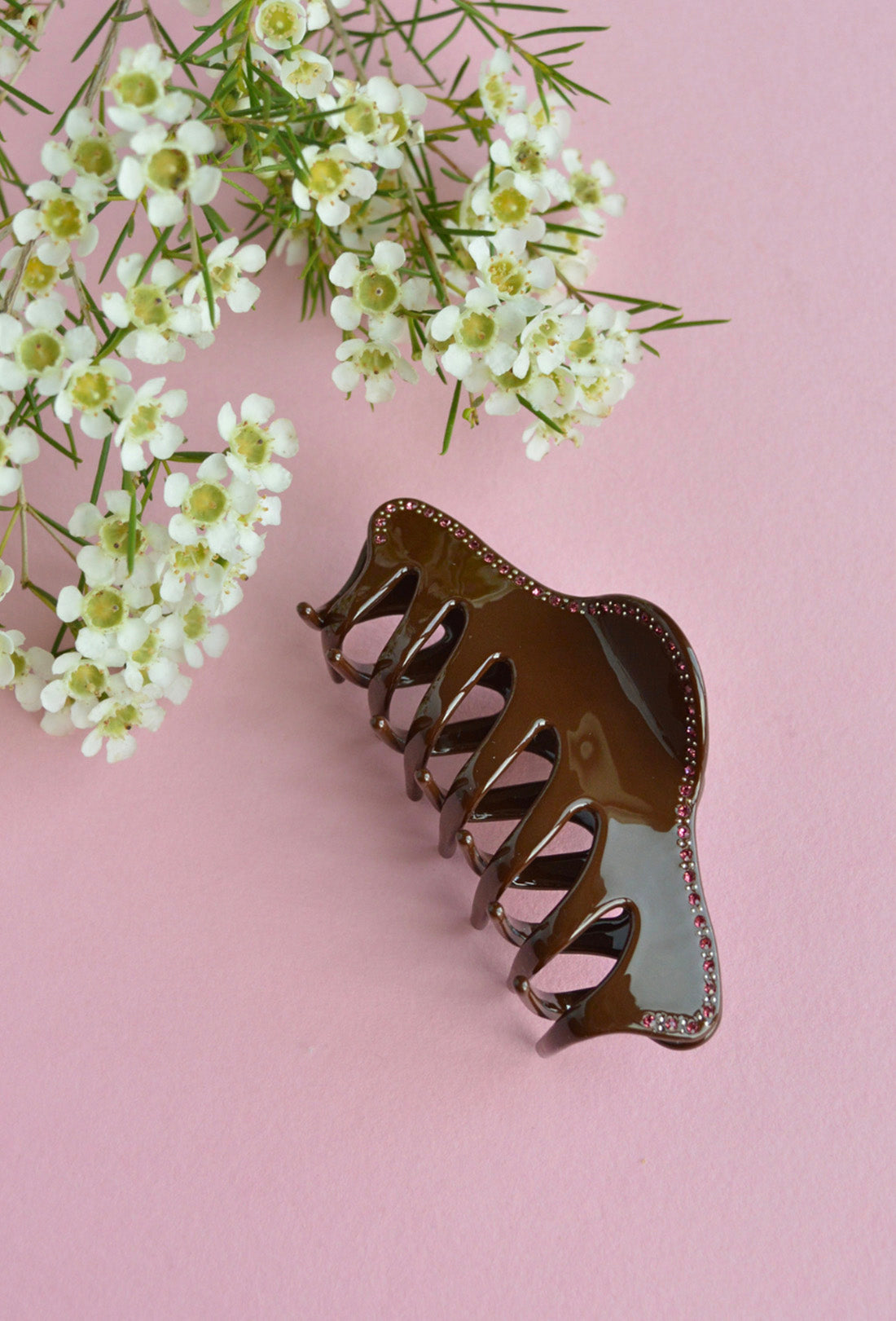 Tort x Shrimps Hana Clip - Brown Jewelled Rose