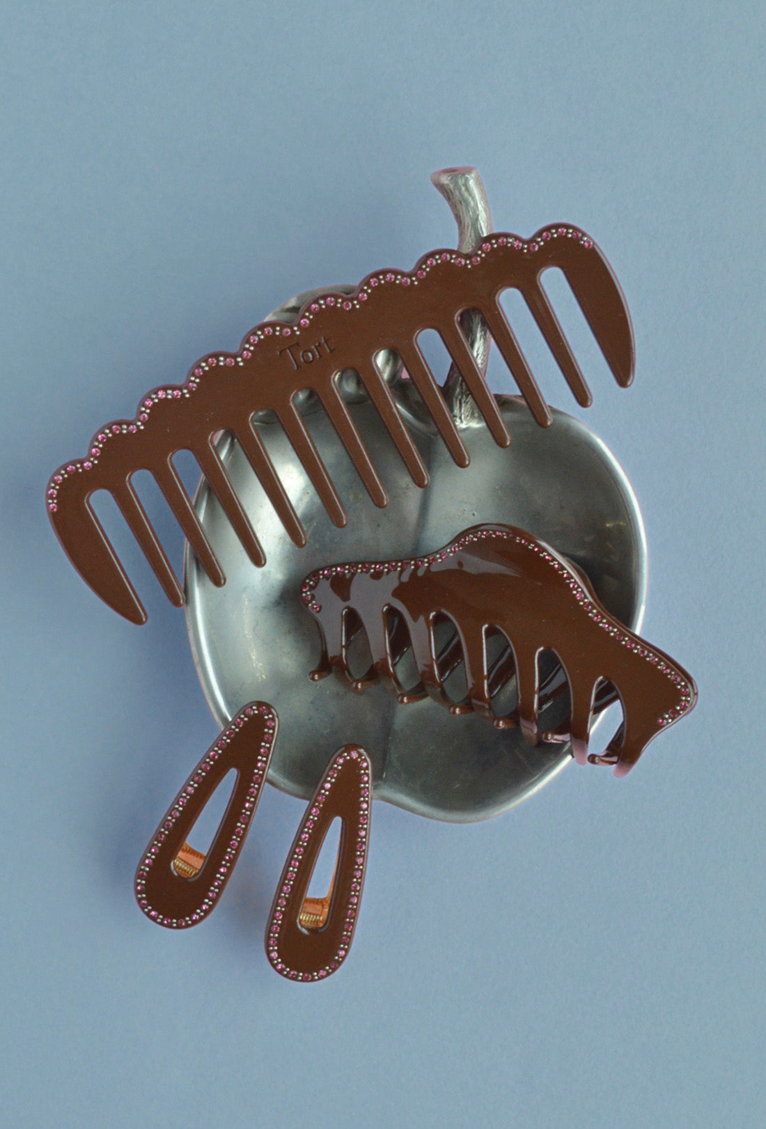 Tort x Shrimps Lucy Comb - Brown Jewelled Rose