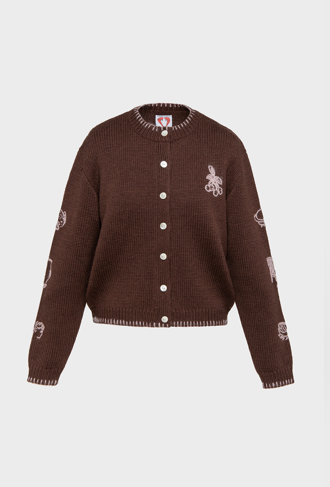 Hartley Cardigan - Chocolate Brown/Pale Pink
