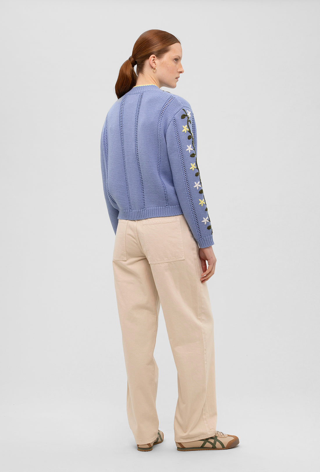Hesper Merino Wool Hand-Embroidered Cardigan - Greek Blue/Multi