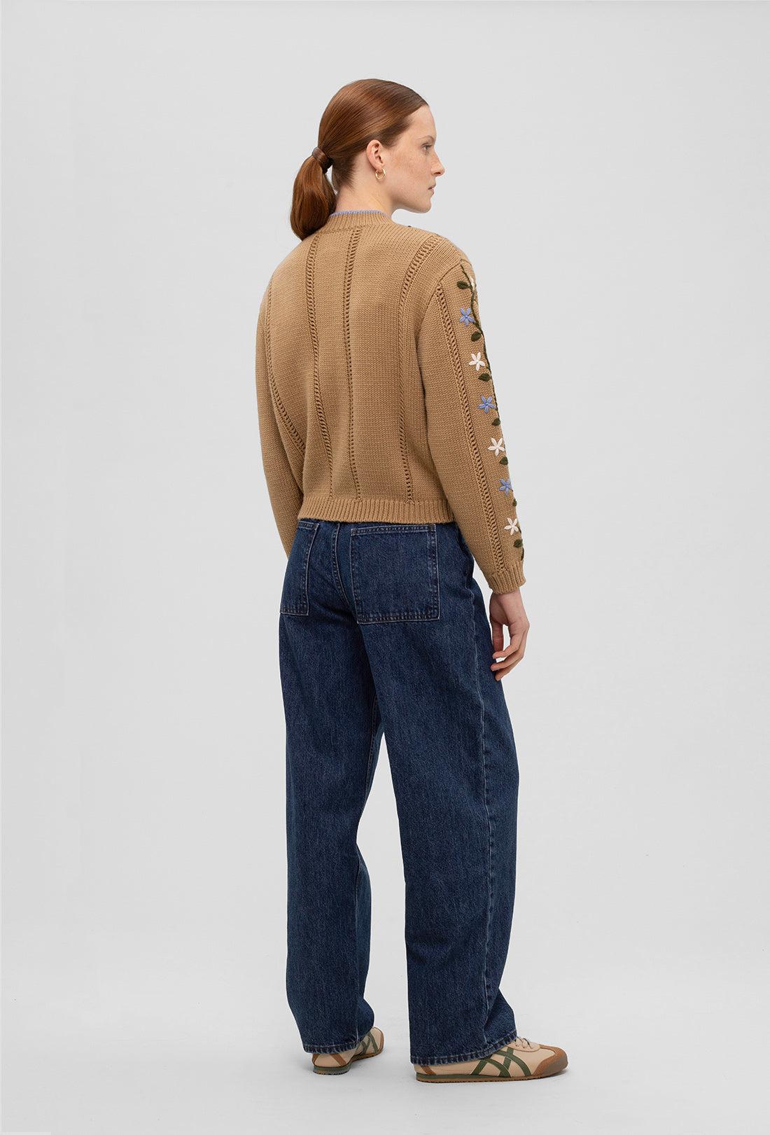 Hesper Merino Wool Hand-Embroidered Cardigan - Camel/Multi