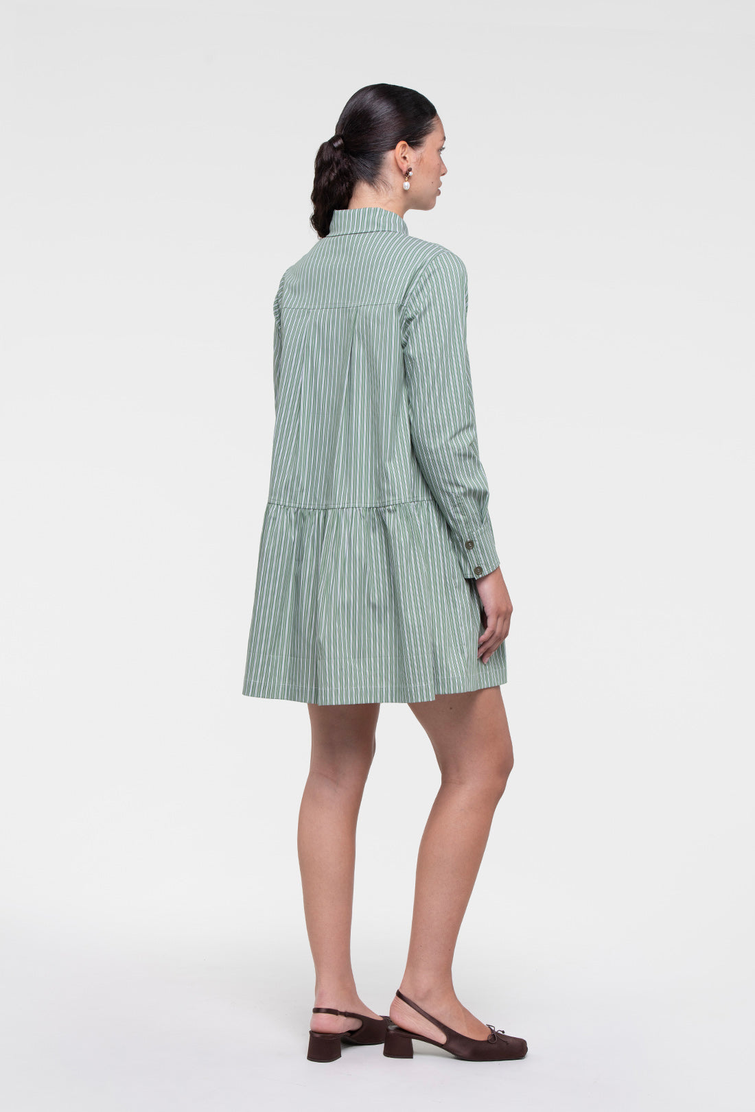 Hudson Shirt Dress - Green Stripe